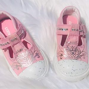 NIB toddler size 5 pink converse bling shoes